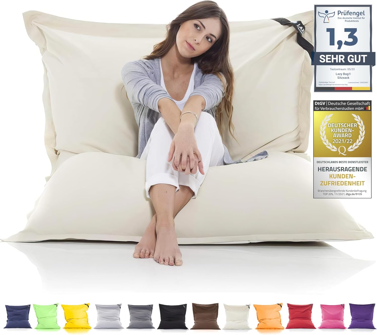 LazyBag XXL Sitzsack 180x140 cm aus Baumwolle – 400L Komfort