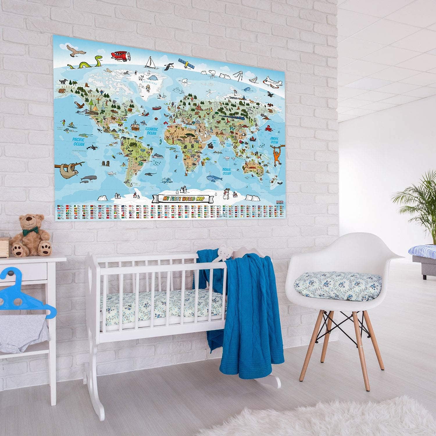 Kinder Weltkarte XXL - 140x100cm Lernposter für Kinder