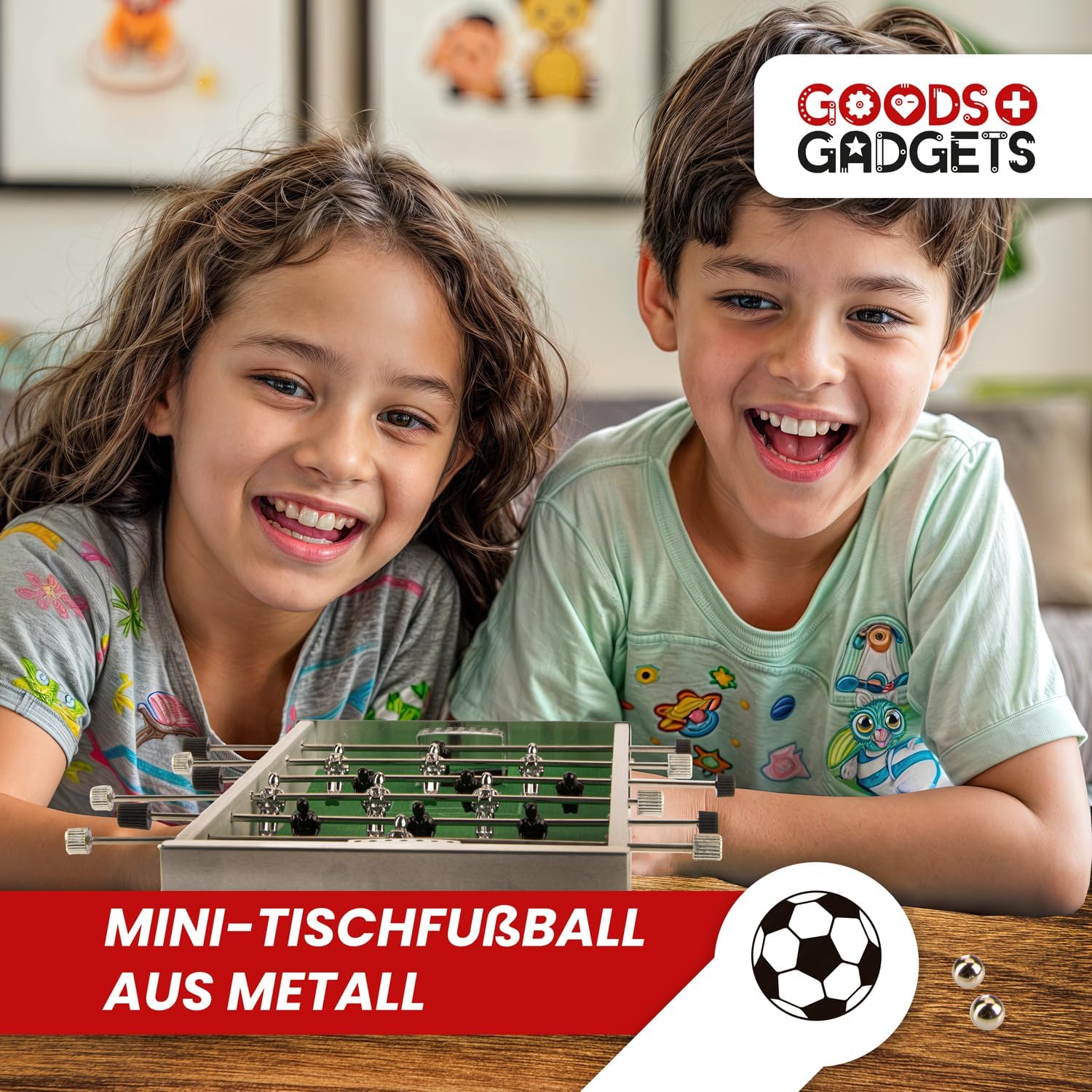 Mobiler Mini Tischkicker aus Aluminium - Kompaktes Fußball-Spiel