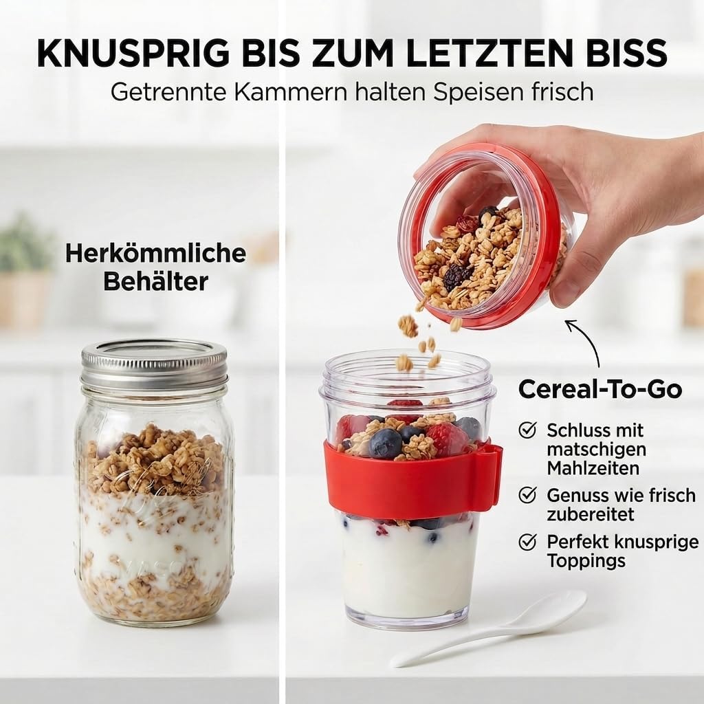 Joghurt- & Müsli-Becher für Unterwegs - 2-in-1 Müsli 2 go Becher Blau