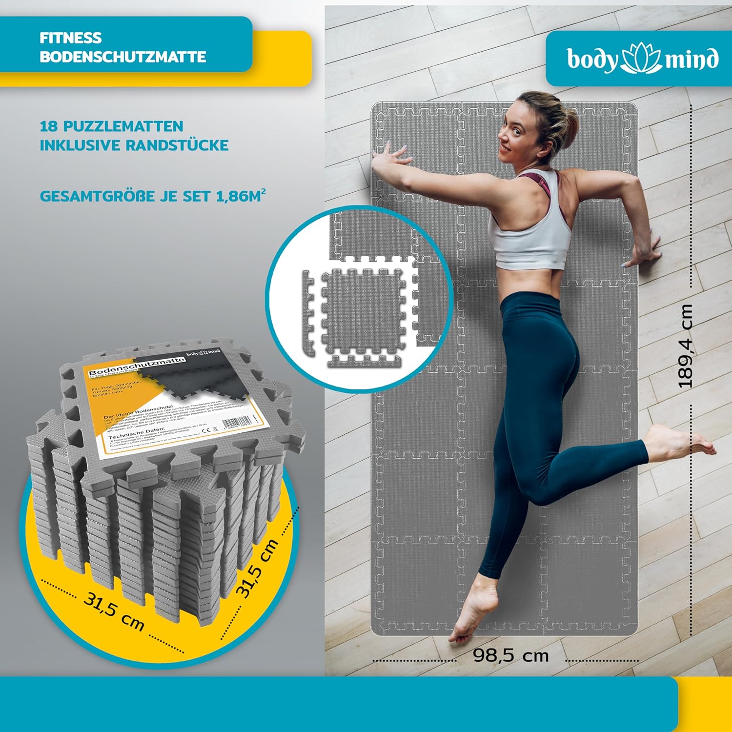 Bodenschutzmatten Set 54-teilig - Fitness Unterlegmatten EVA