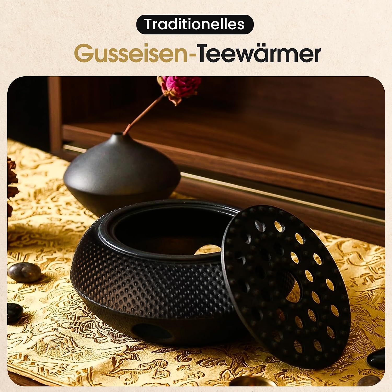 Teewärmer aus Gusseisen - Traditionelles Stövchen für Teekannen