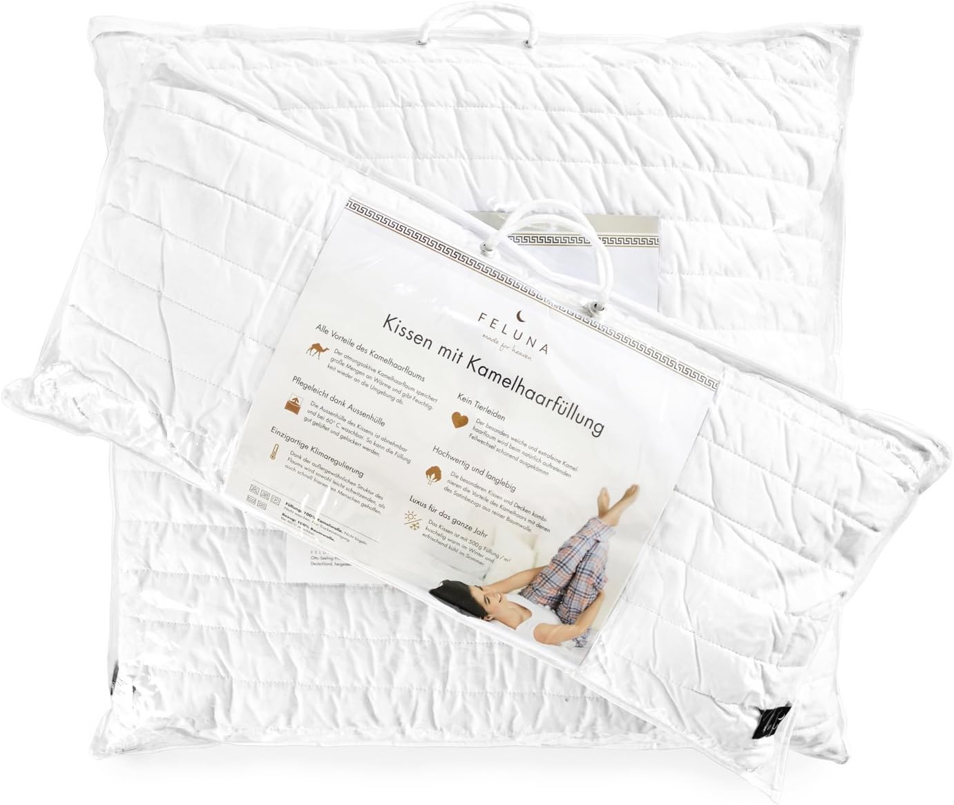 Kamelhaarkissen 40x80 cm - 100% Kamelhaar & Bio-Baumwolle