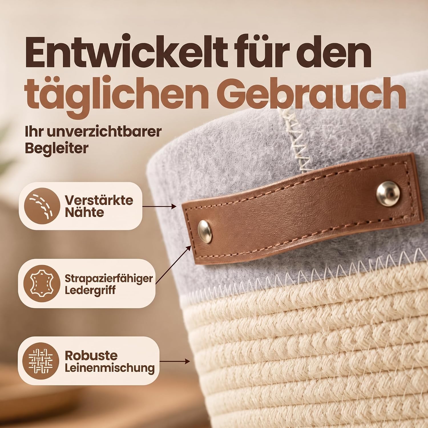 Feluna Bast-Korb - Formstabiler Aufbewahrungs- & Brotkorb