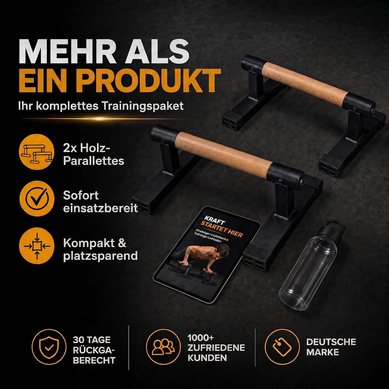 Parallettes Liegestützgriffe - Ergonomische Holzgriffe für Calisthenics