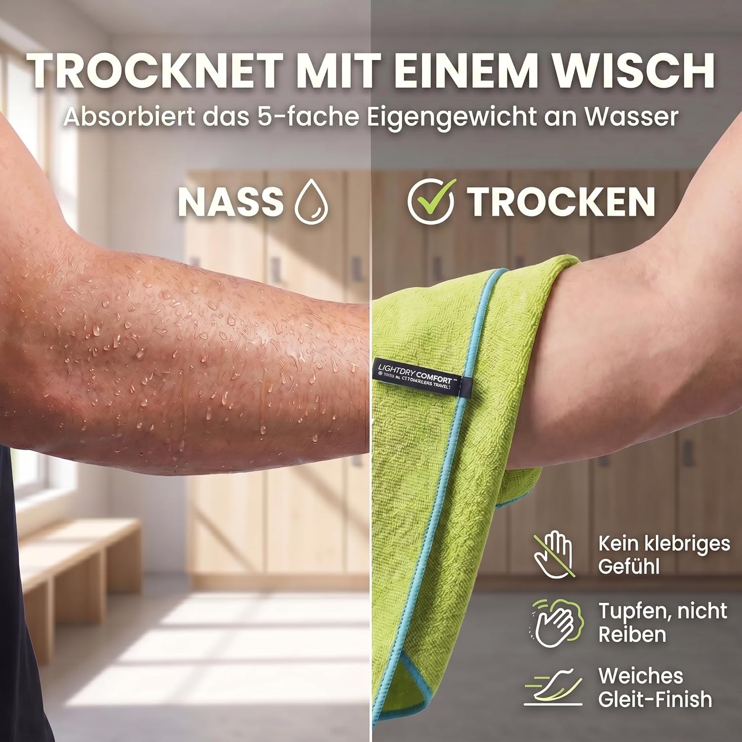 Mikrofaser Reisehandtuch 80x40 cm - Kompakt & Schnelltrocknend