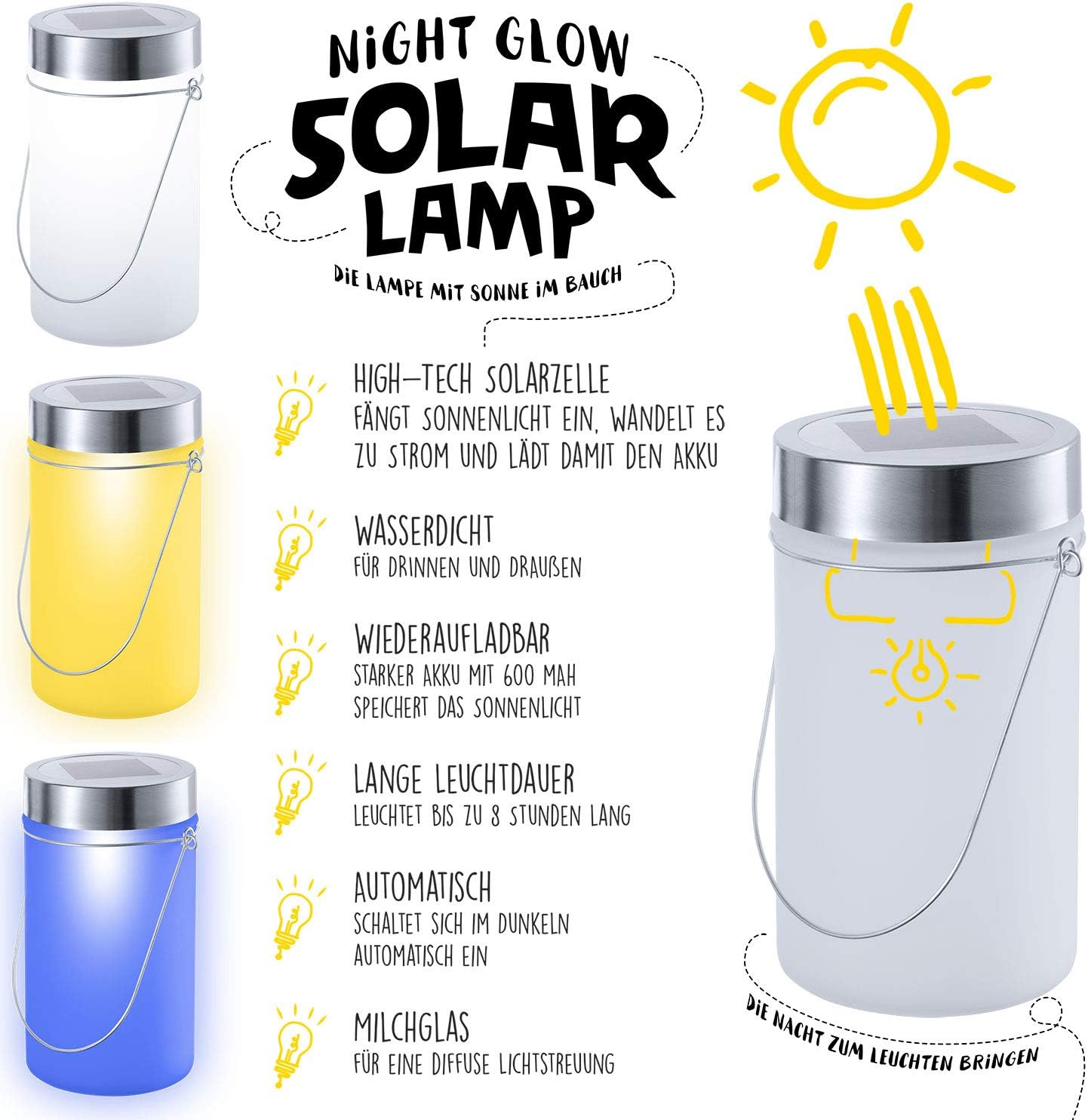 Sun Jar Solar-Laterne Blau - Witterungsbeständige LED-Dekoleuchte