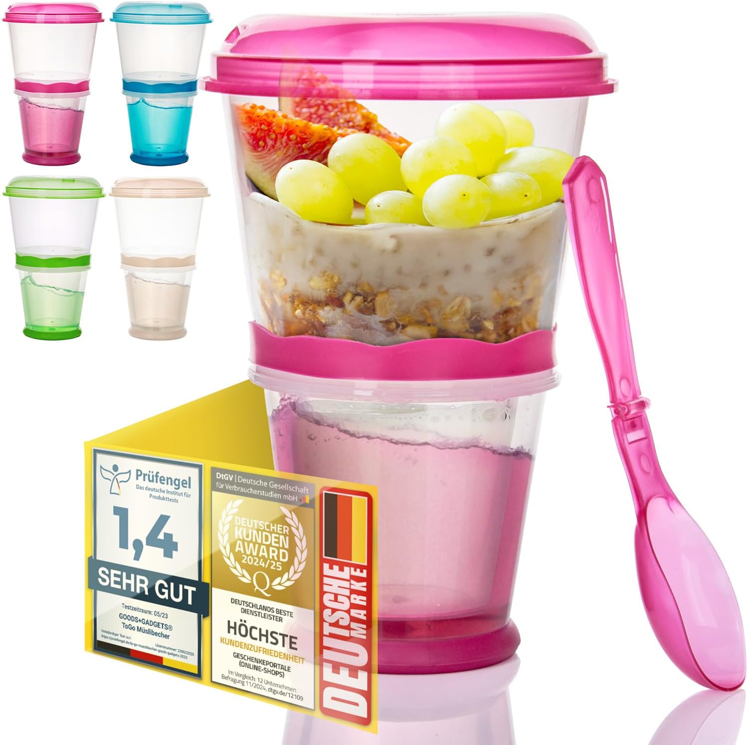 Müsli-to-Go Becher mit Löffel - Dein auslaufsicherer Snack-Begleiter