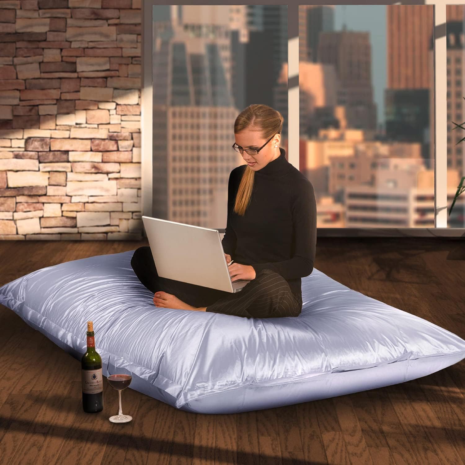 Smoothy Metallic XXL Sitzsack 400L Platin – Komfortables Sitzkissen