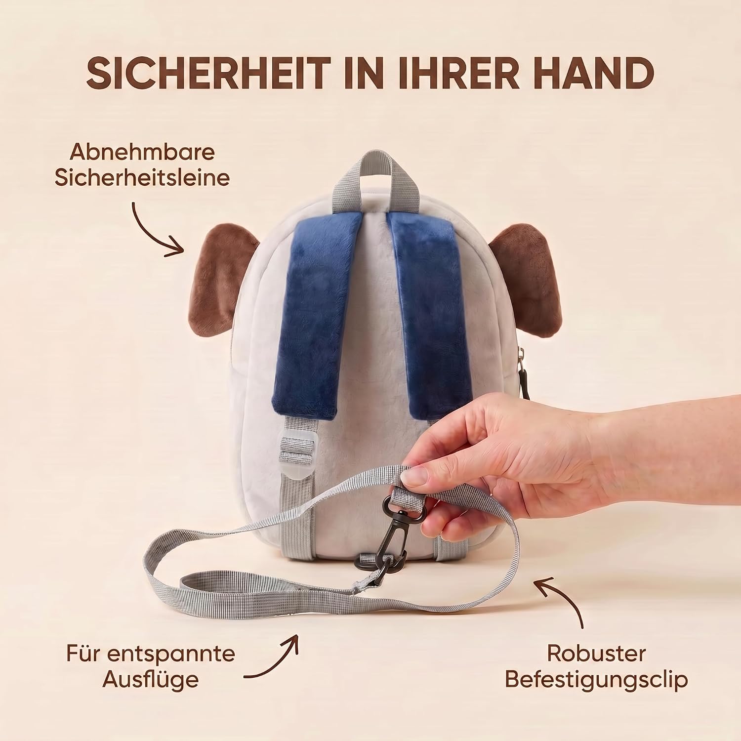 Tier-Kinderrucksack mit Sicherheitsleine für Kleinkinder