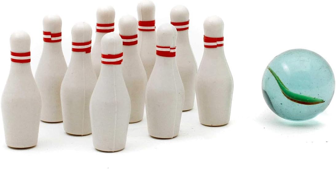 Mini Bowling Set für den Schreibtisch - Kompaktes Holz-Kegelspiel
