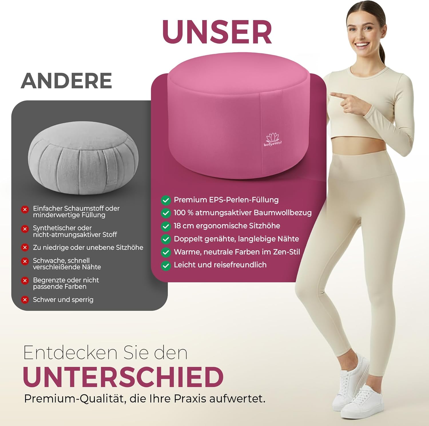 Yoga Meditationskissen - Ergonomisches Bodenkissen zur Entspannung