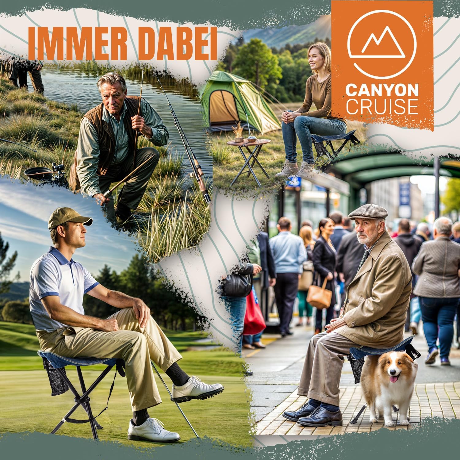 Camping-Hocker – Klappbarer Dreibeinhocker für Festivals & Outdoor