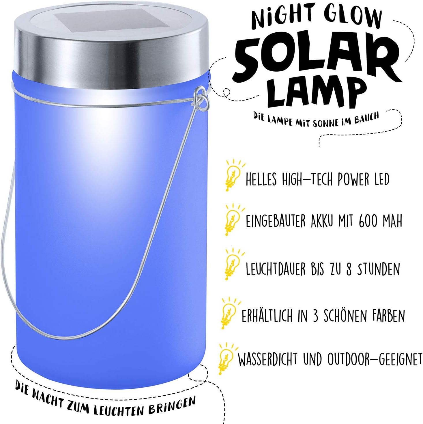 Sun Jar Solar-Laterne Blau - Witterungsbeständige LED-Dekoleuchte