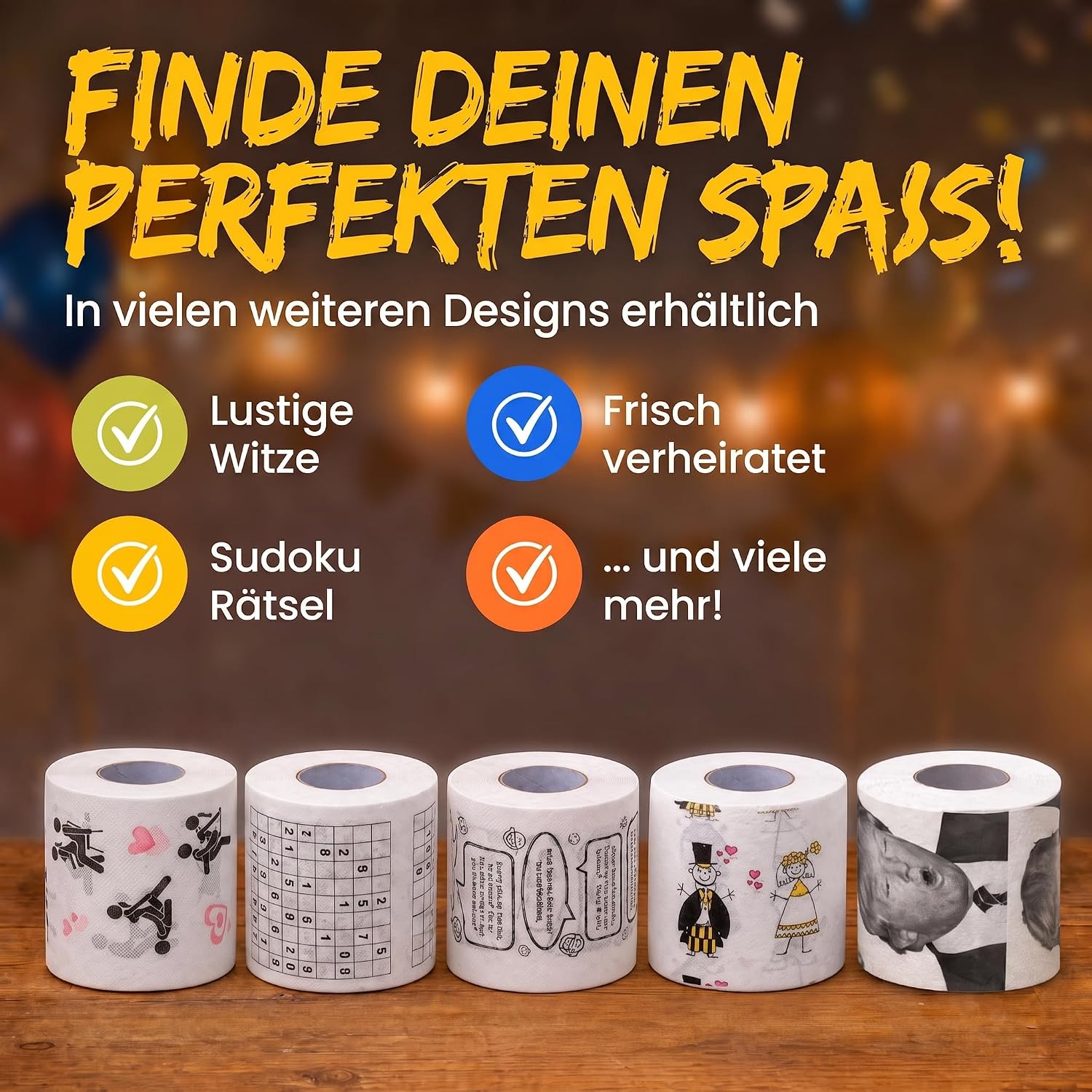Just Married Toilettenpapier - Lustiges Hochzeitsgeschenk