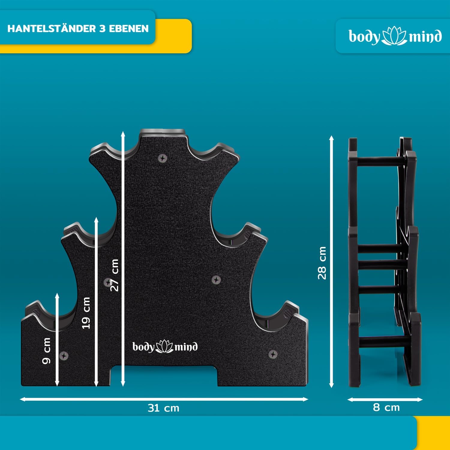 Body & Mind Hantelständer für 10 Kurzhanteln – Stabiles Hantel-Rack