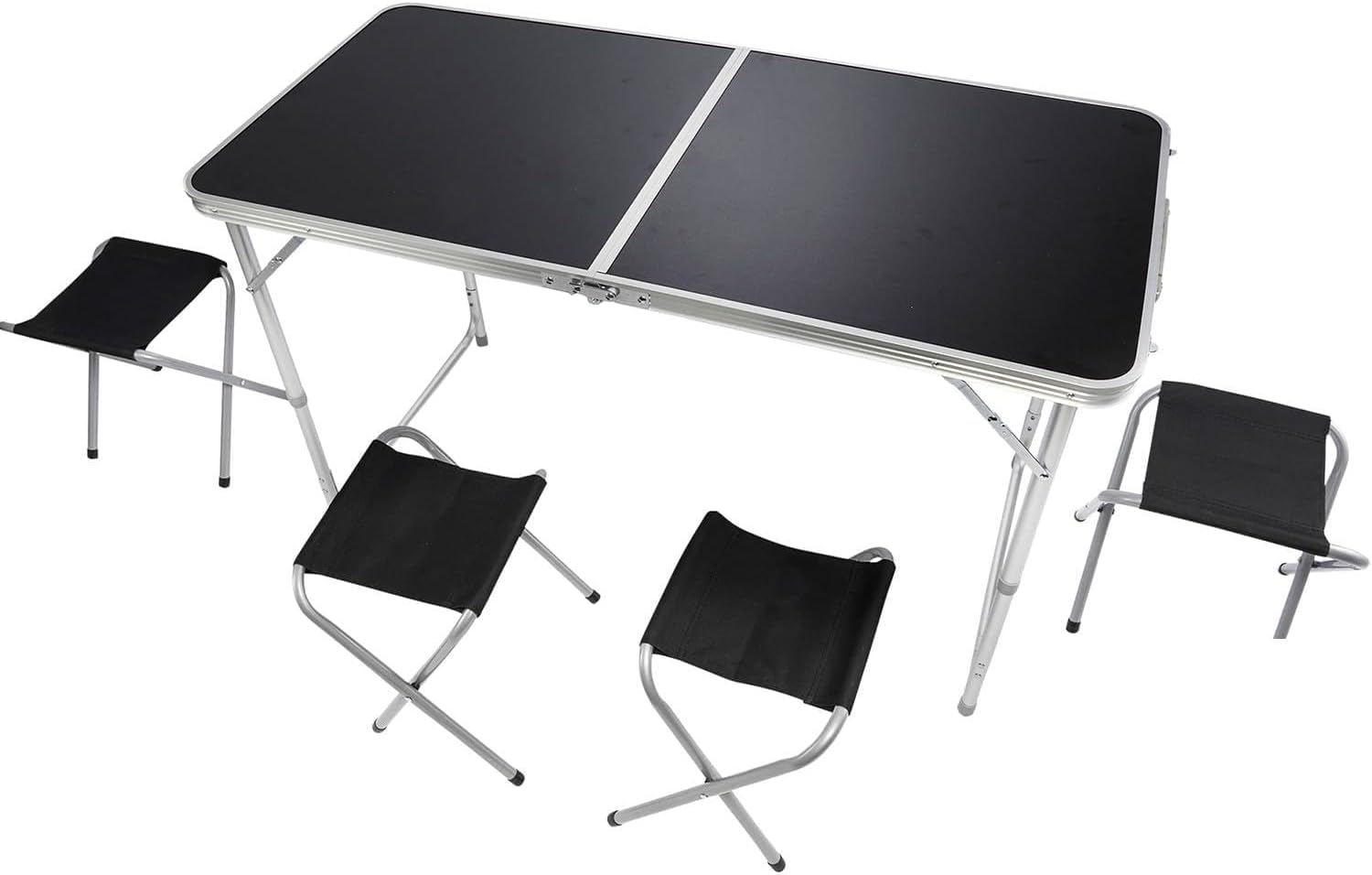 Klappbarer Campingtisch 120x60cm inkl. 4 Hocker für Outdoor