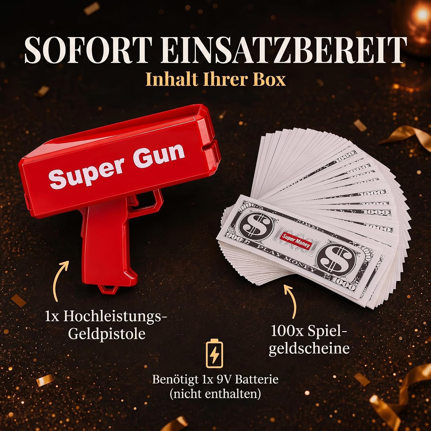 Super Money Gun Geldpistole – Party Cash-Cannon für JGA & Events