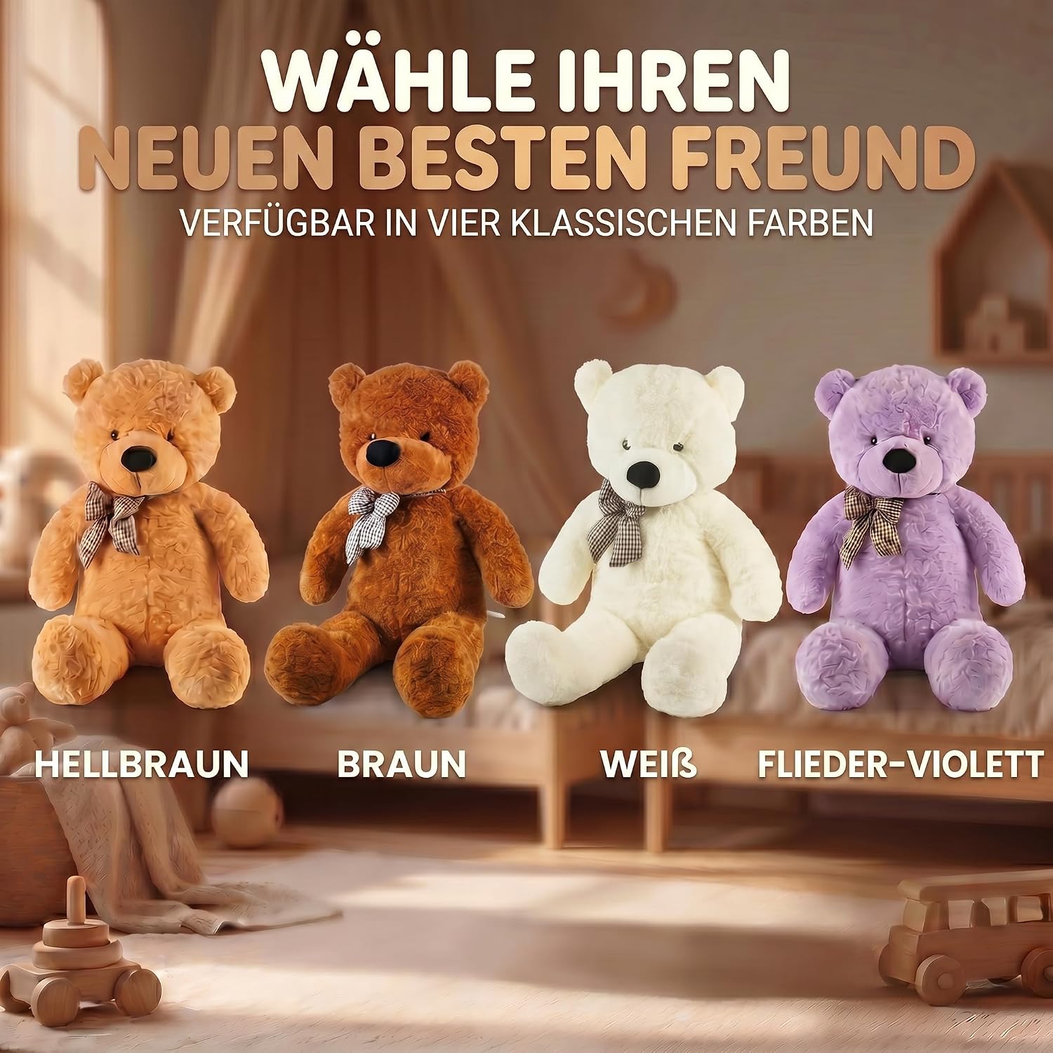 Riesen Teddybär 120 cm XXL – Kuscheliger Plüschbär Hellbraun