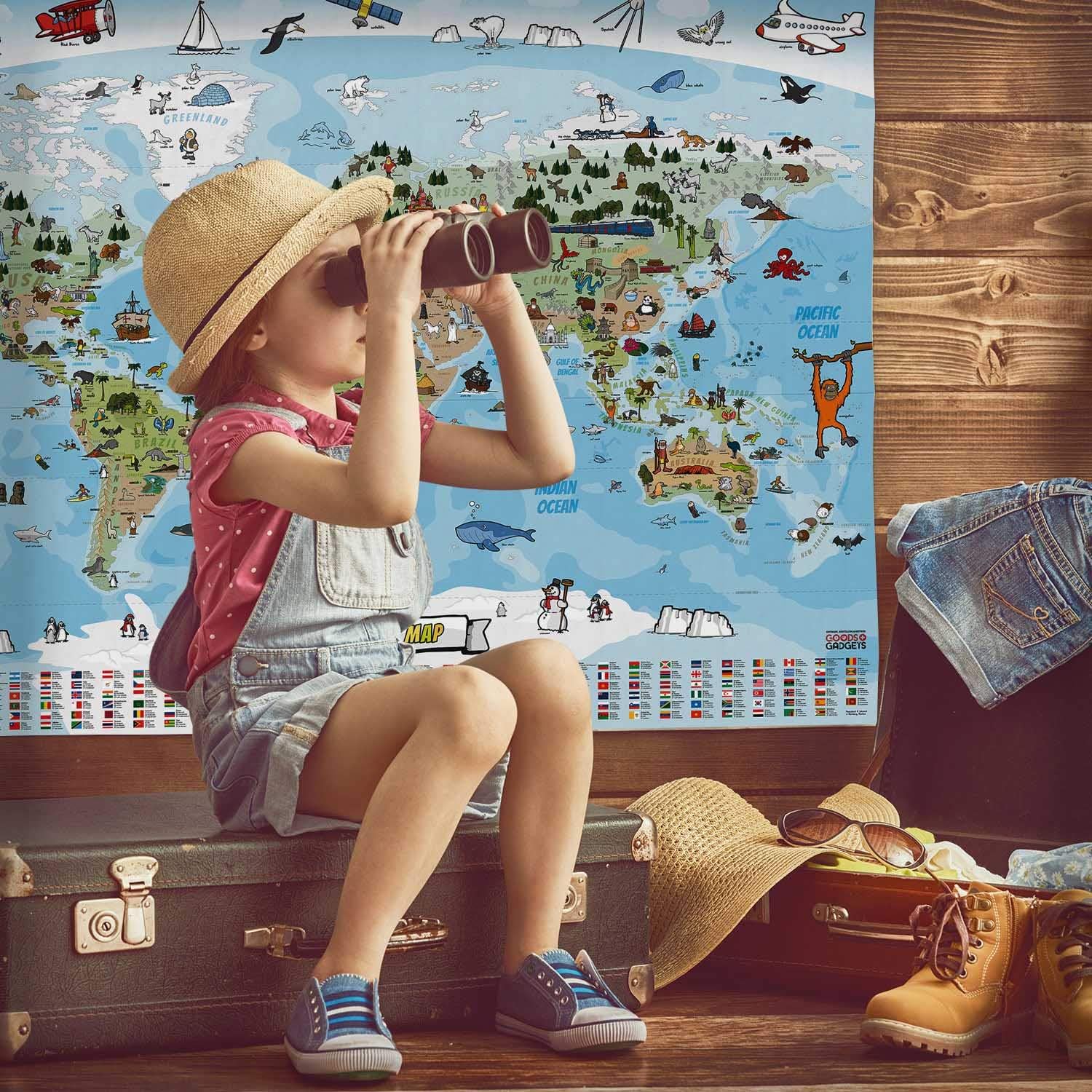 Kinder Weltkarte XXL - 140x100cm Lernposter für Kinder