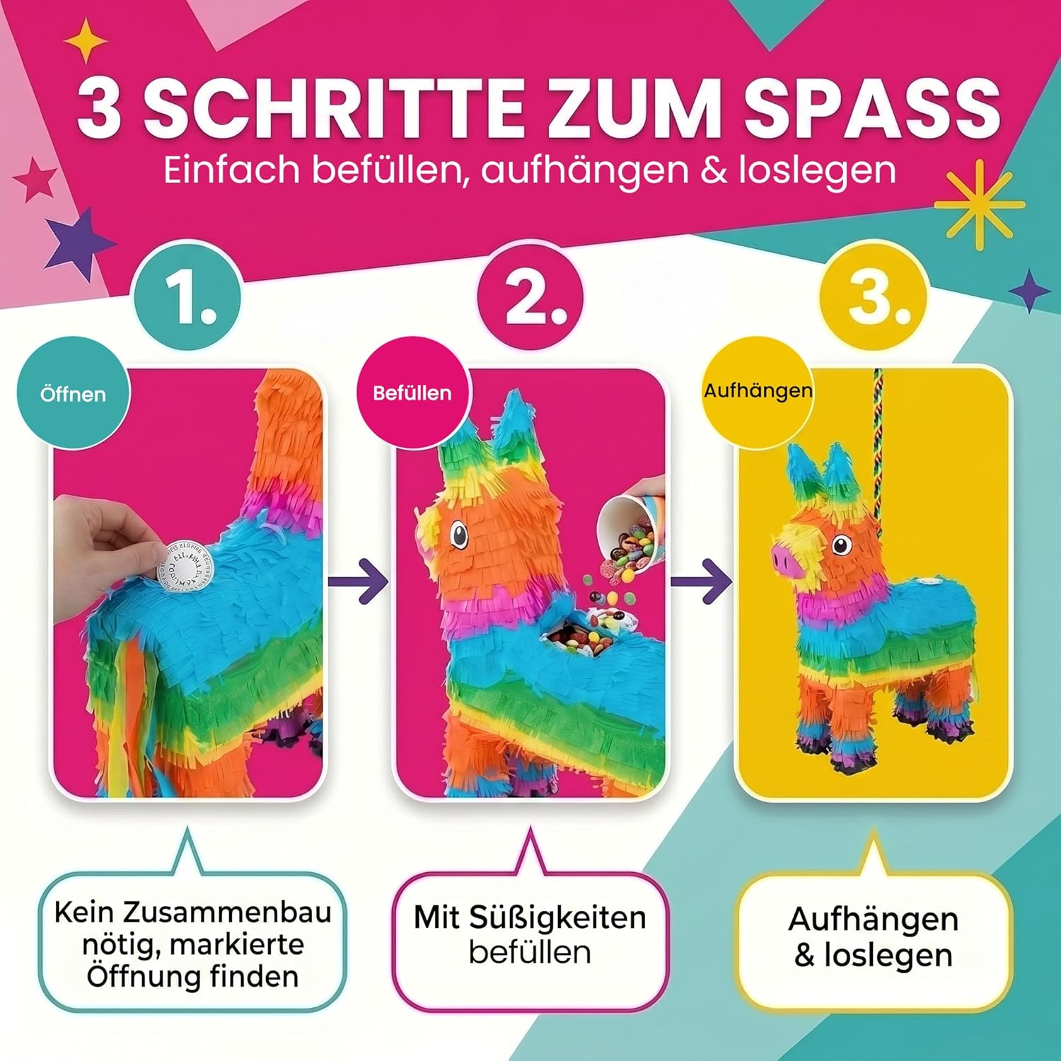 Esel Pinata zum Befüllen – Party-Spaß & Geburtstags-Deko