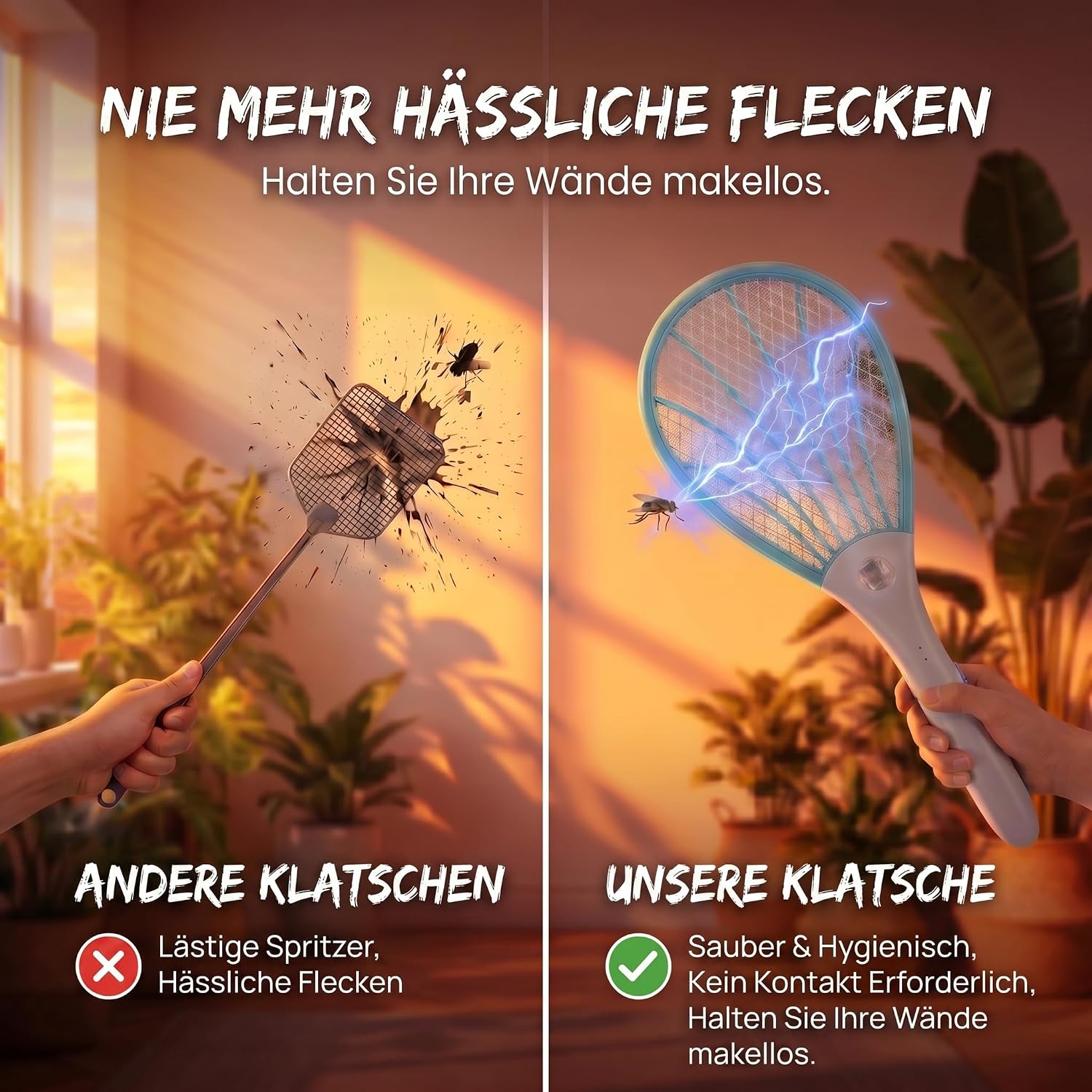 Elektrische Fliegenklatsche - Mücken- & Insektenvernichter