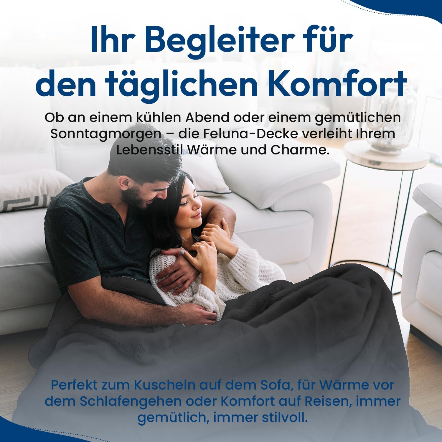 Feluna XXL Kuscheldecke 220x200 cm – Kuschelweiche Wohndecke Grau
