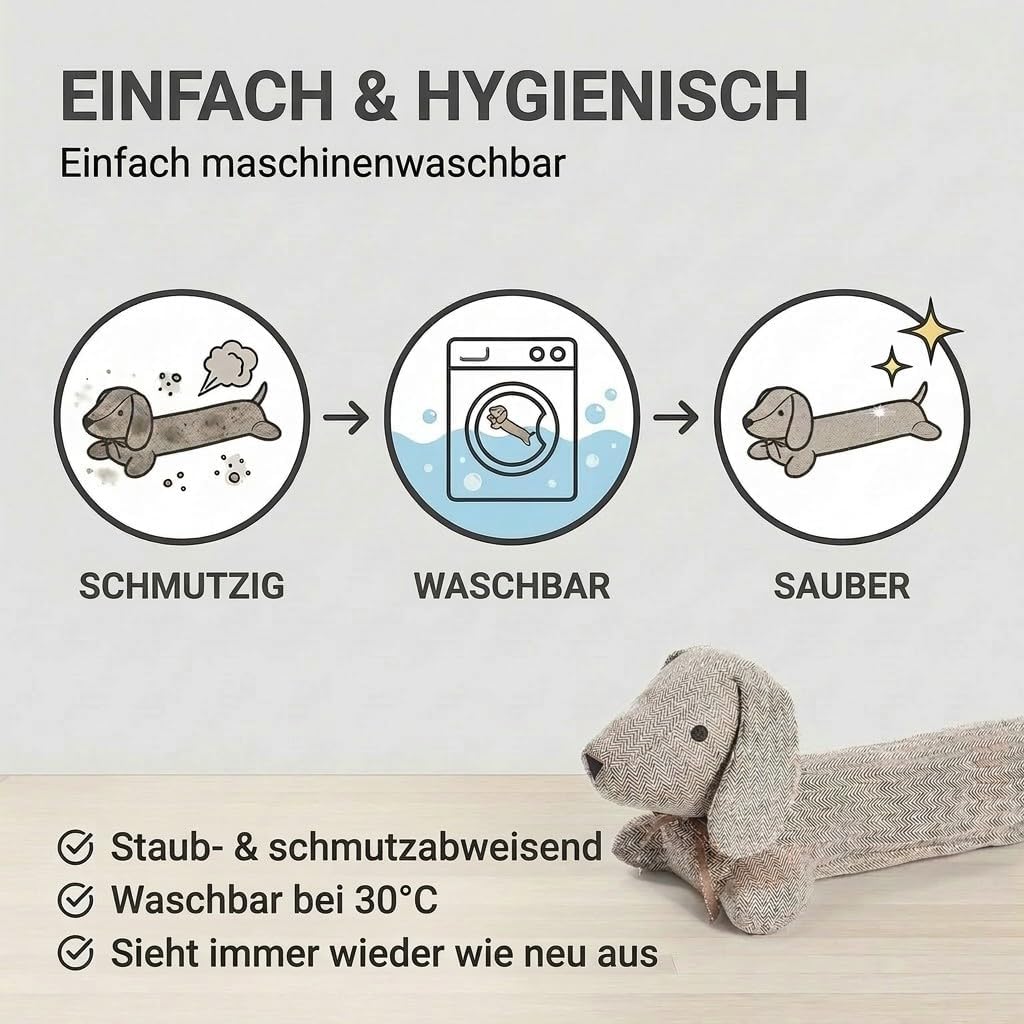 Dackel Zugluftstopper XXL – 93 cm langer, schwerer Türstopper