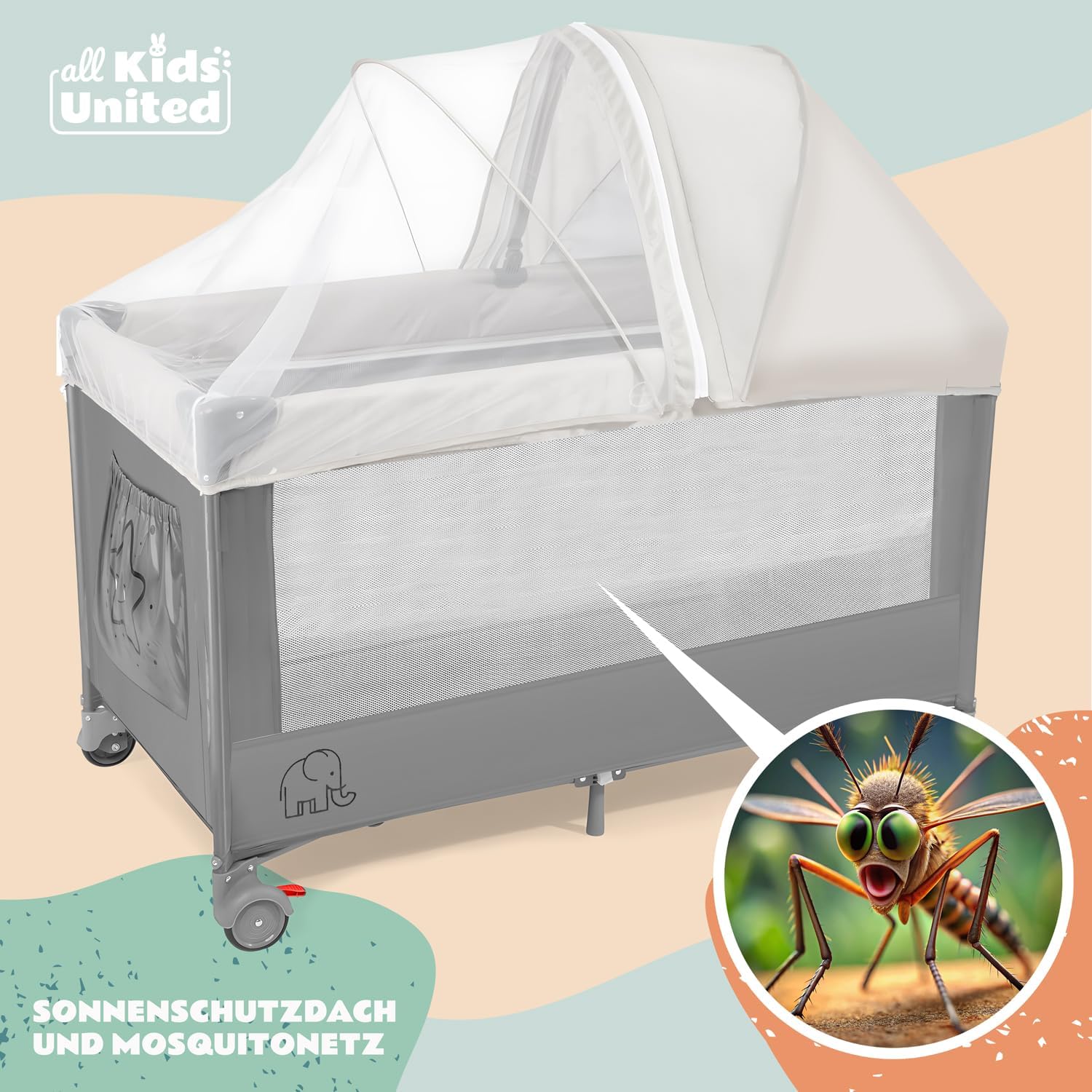 Baby Reisebett mit Wickelauflage & Mobile - Faltbar & Kompakt