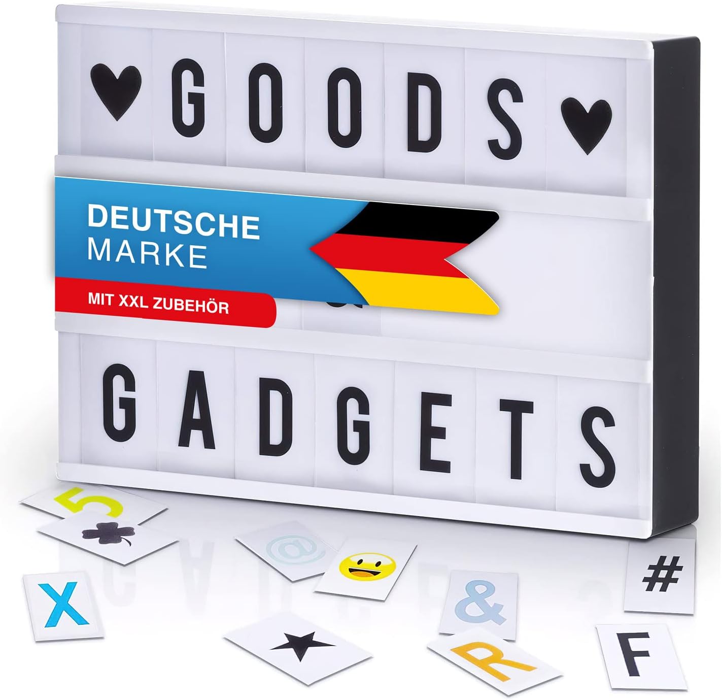 LED Lichtbox A4 – Leuchtkasten mit 204 Buchstaben & Symbolen