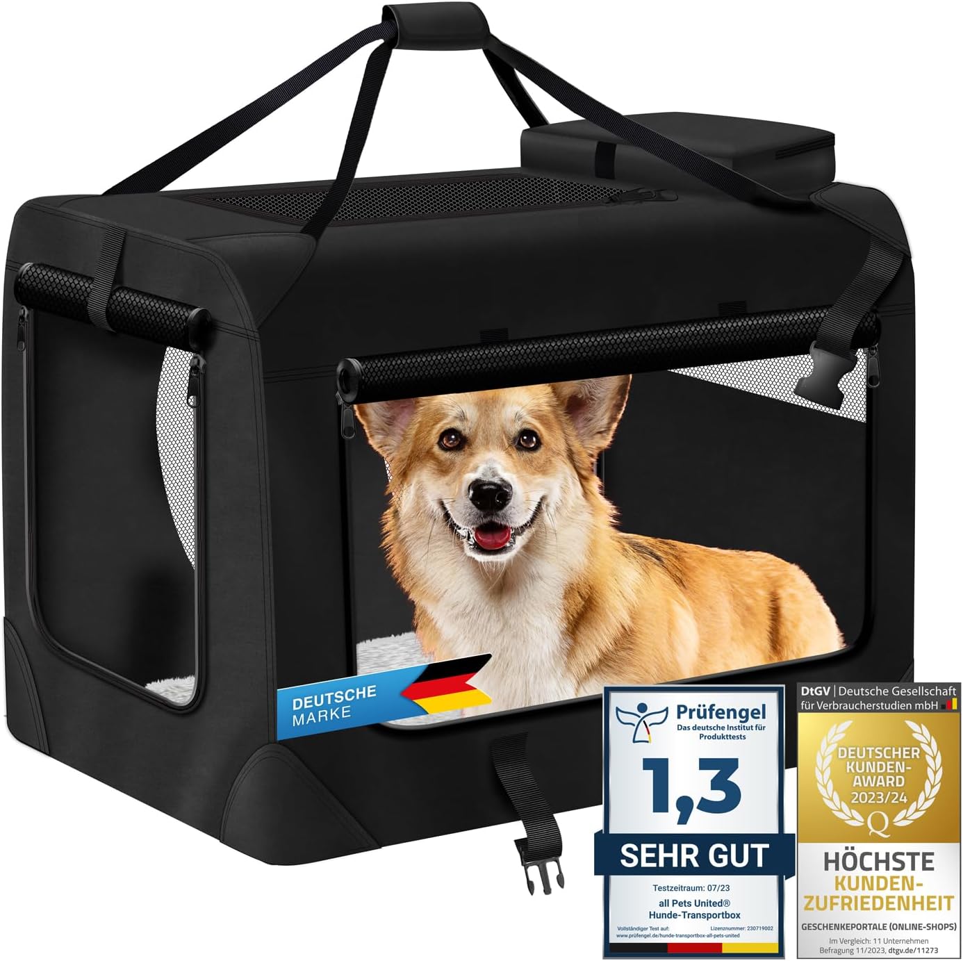 Faltbare Hundebox Gr. M – Stabile Transporttasche für das Auto