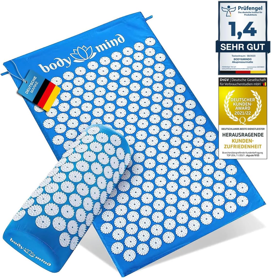 Akupressurmatte Set mit Kissen - 7140 Spitzen für Tiefenentspannung