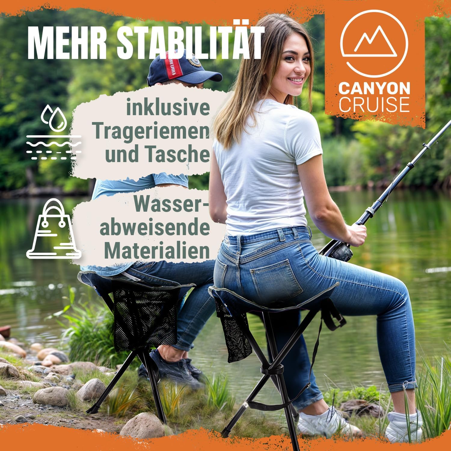Camping-Hocker – Klappbarer Dreibeinhocker für Festivals & Outdoor