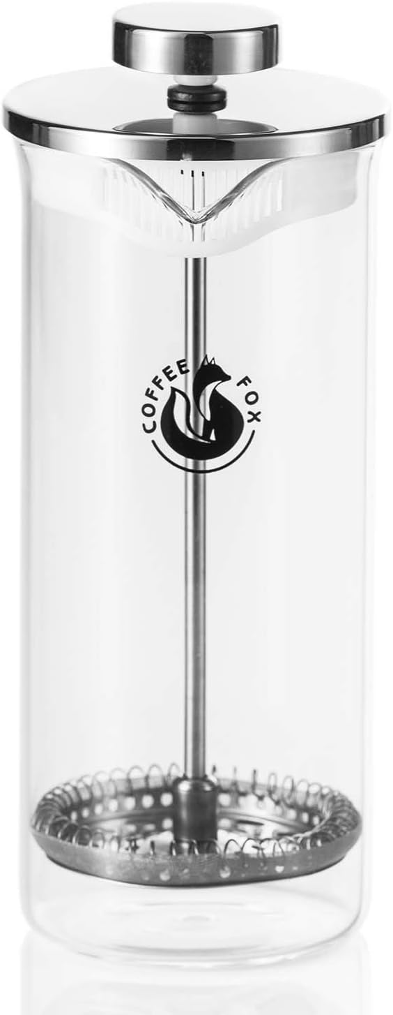 Manueller Milchaufschäumer aus Glas & French Press 450ml