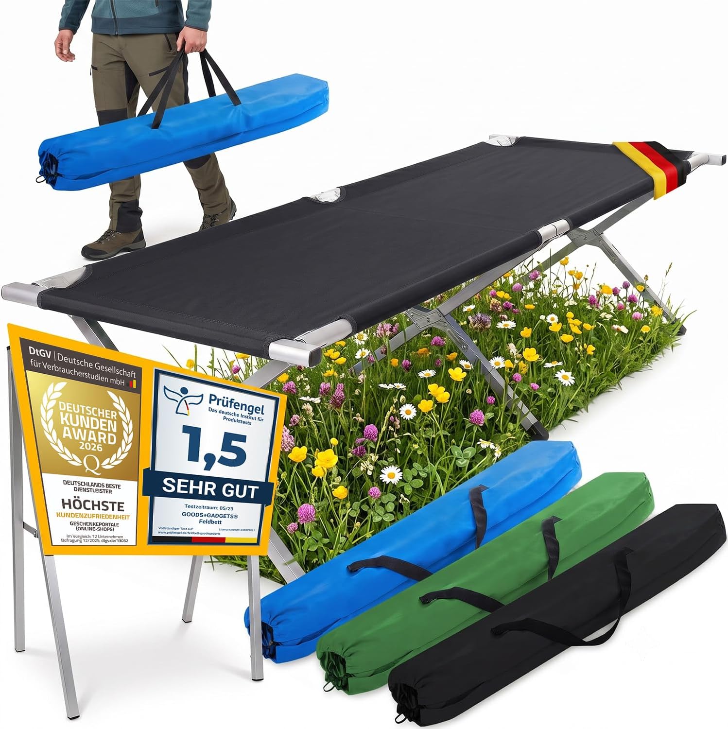Faltbares Army Feldbett aus Aluminium - Stabiles Campingbett
