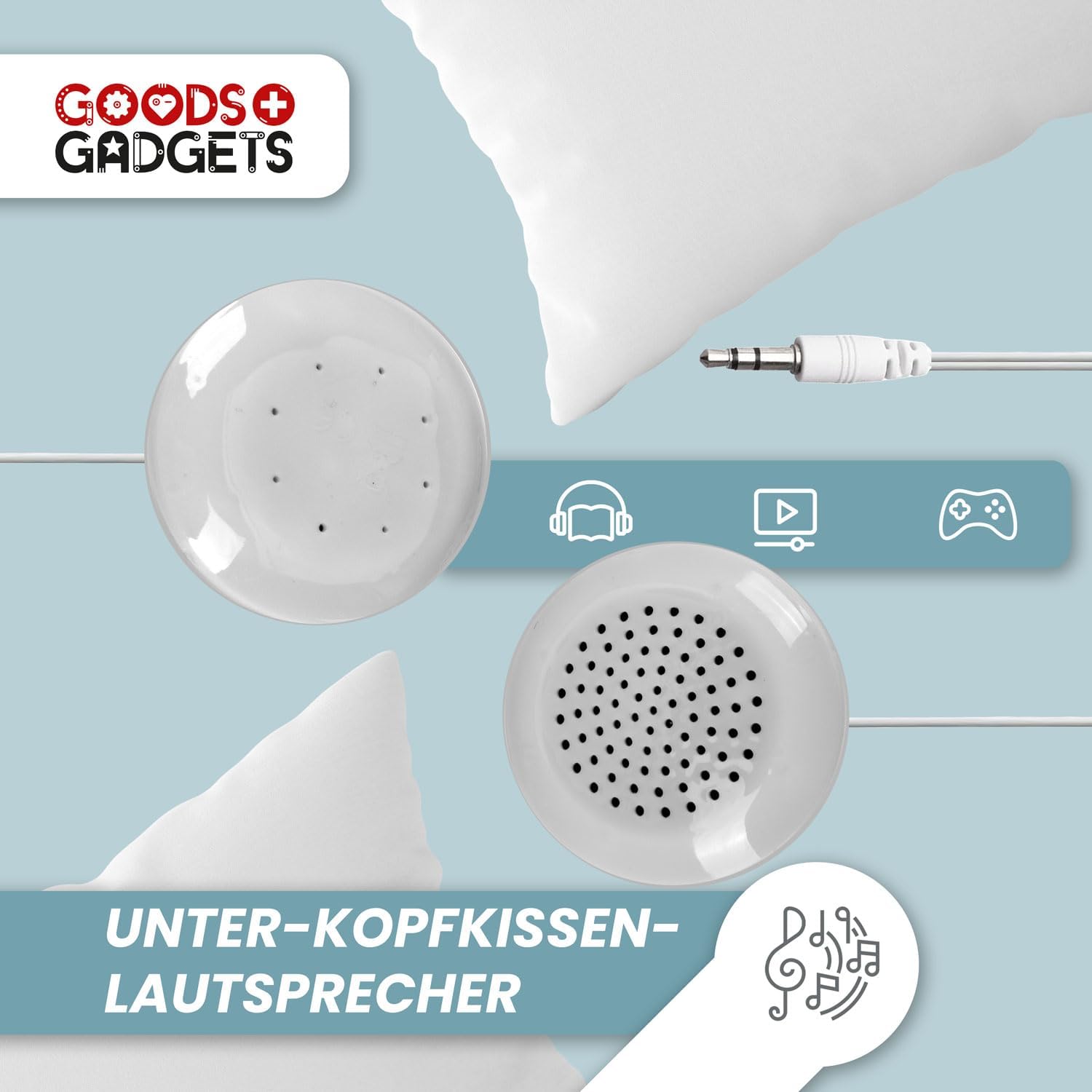 Kissenlautsprecher zum Einschlafen - Flach & Diskret (3,5mm Klinke)