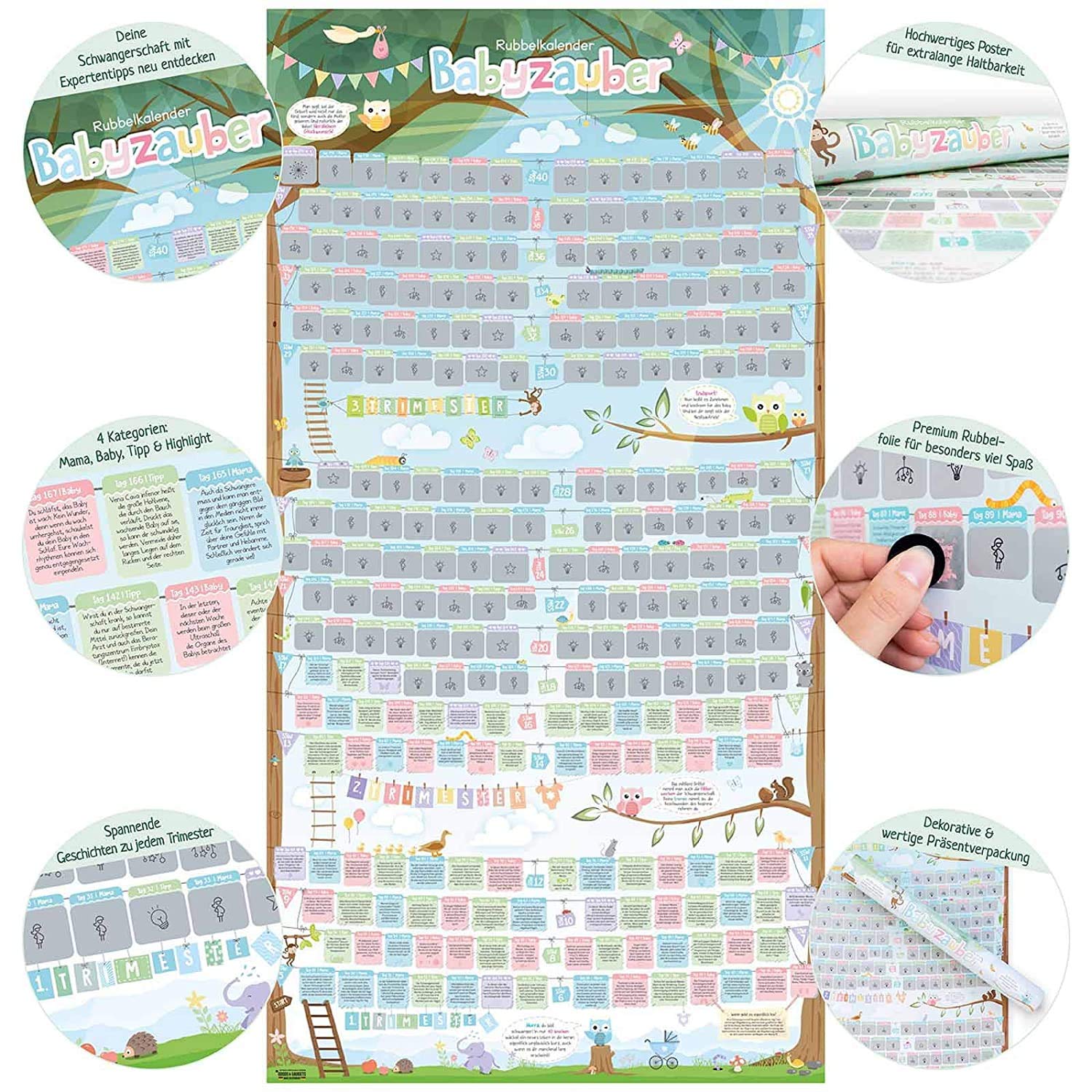 Babykalender Schwangerschaft - Rubbel-Poster für werdende Mamas