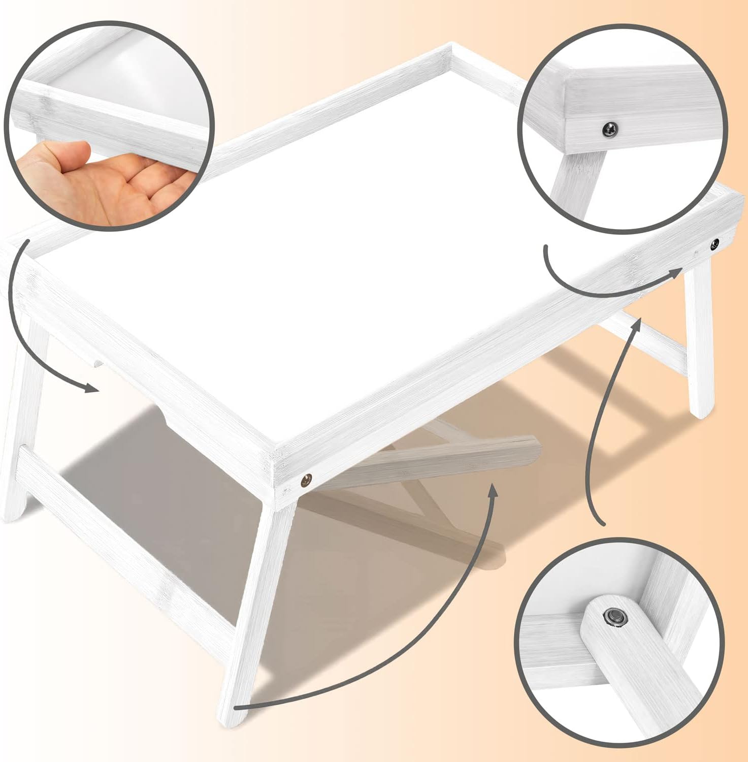 Klappbares Serviertablett aus Bambus für Frühstück im Bett