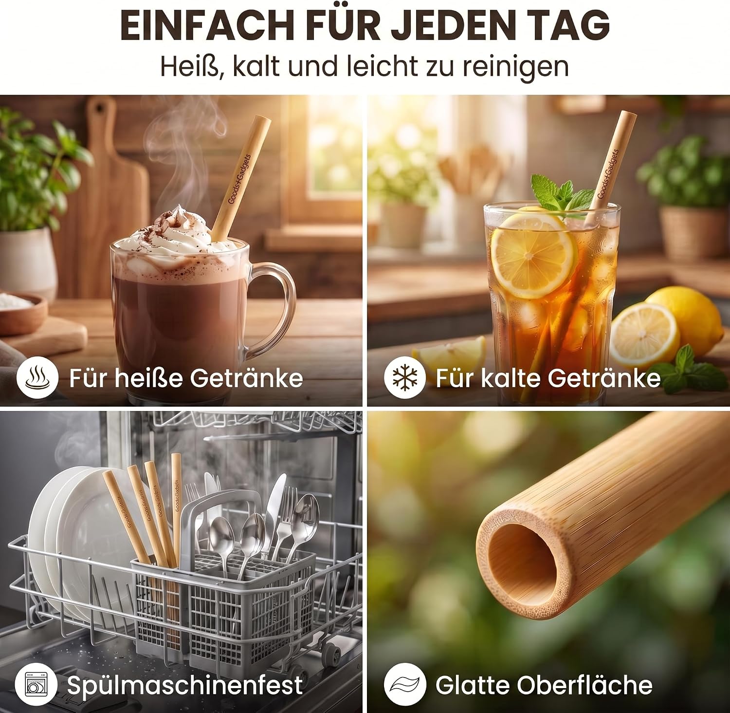 100 Bio Weizenstrohhalme - Nachhaltig, Biologisch & Geschmacksecht