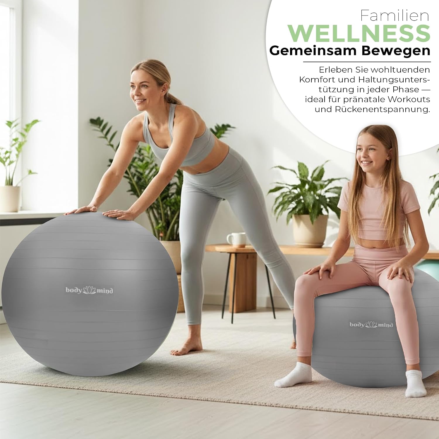 Body & Mind Gymnastikball mit Pumpe - Anti-Burst Pilates & Sitzball