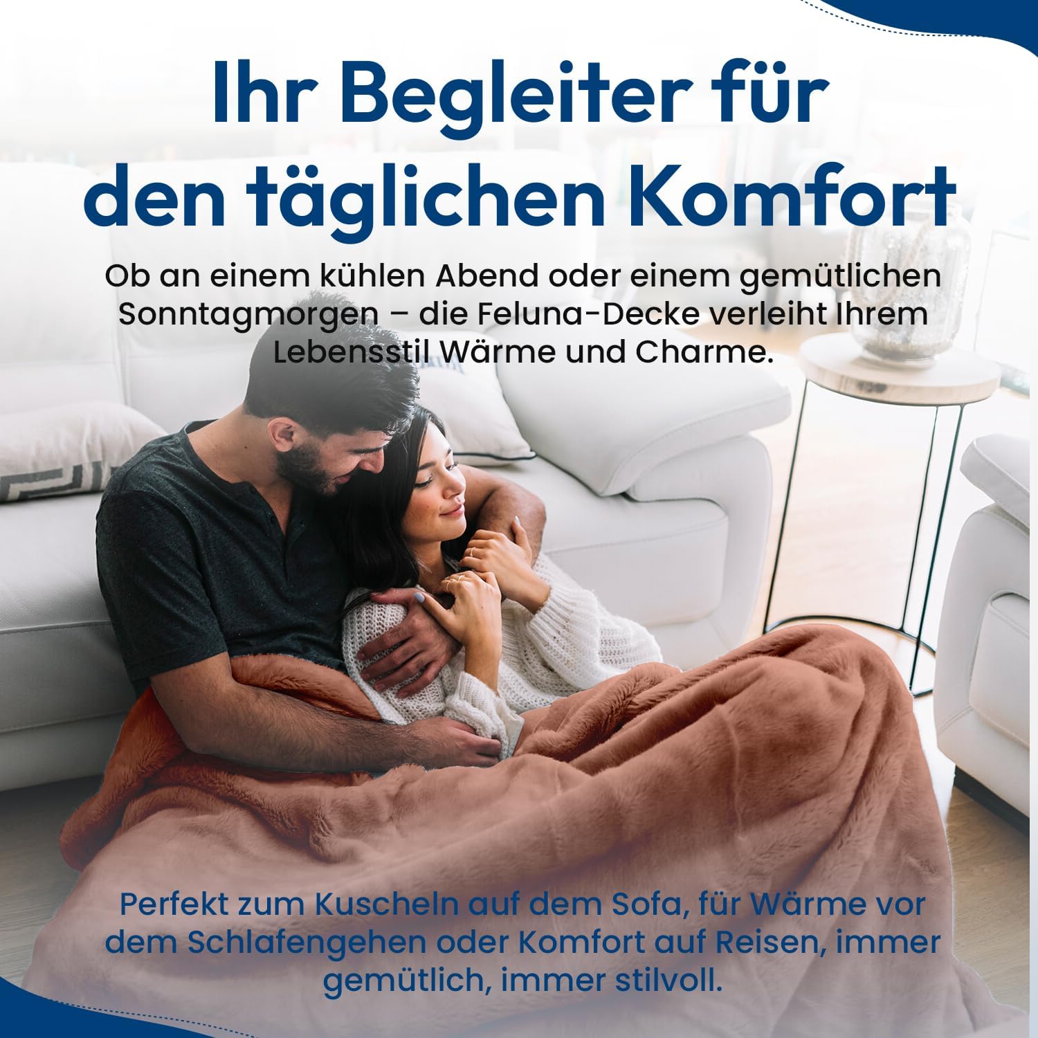 Feluna XXL Kuscheldecke 220x200 cm – Kuschelweiche Wohndecke Grau