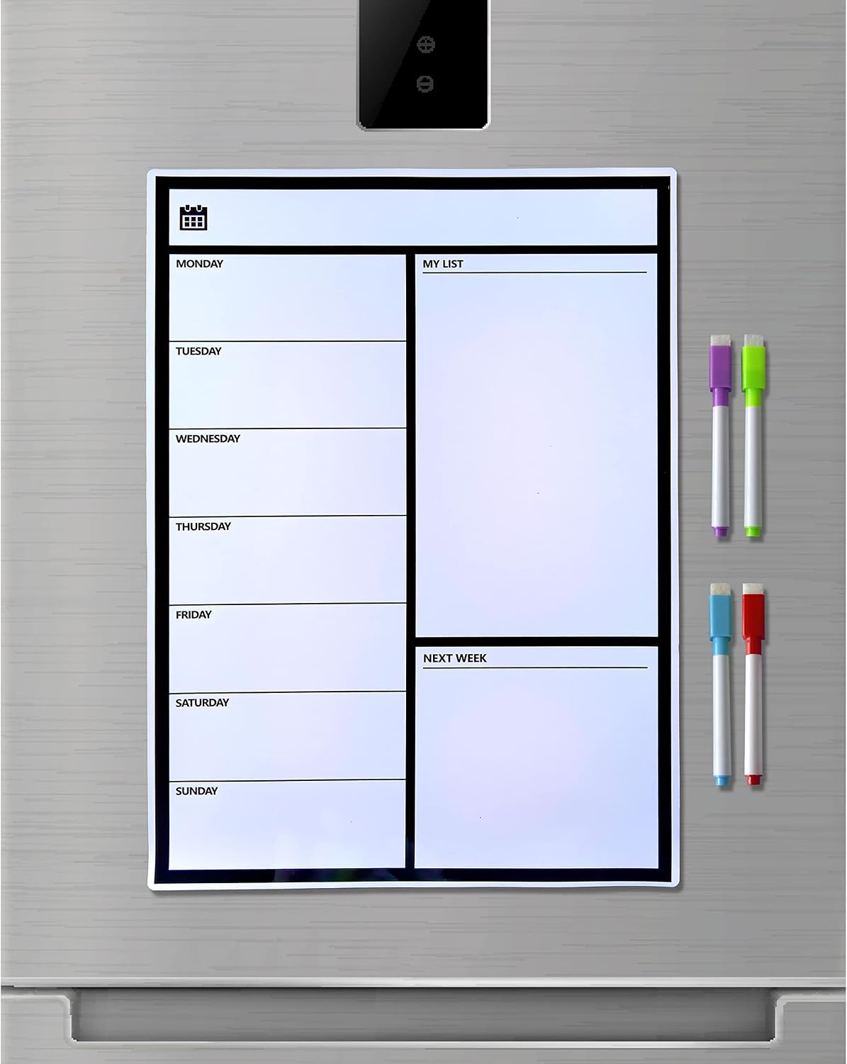 Magnetischer Wochenplaner für Kühlschrank - Whiteboard mit 4 Stiften