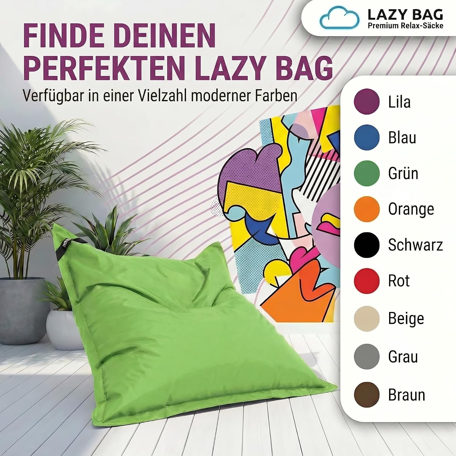 LazyBag Outdoor Sitzsack Junior – Wasserfestes Sitzkissen für Kinder