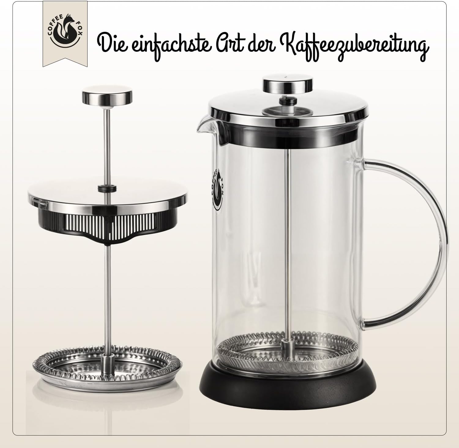 French Press Glas 1L - Kaffeebereiter für intensives Aroma
