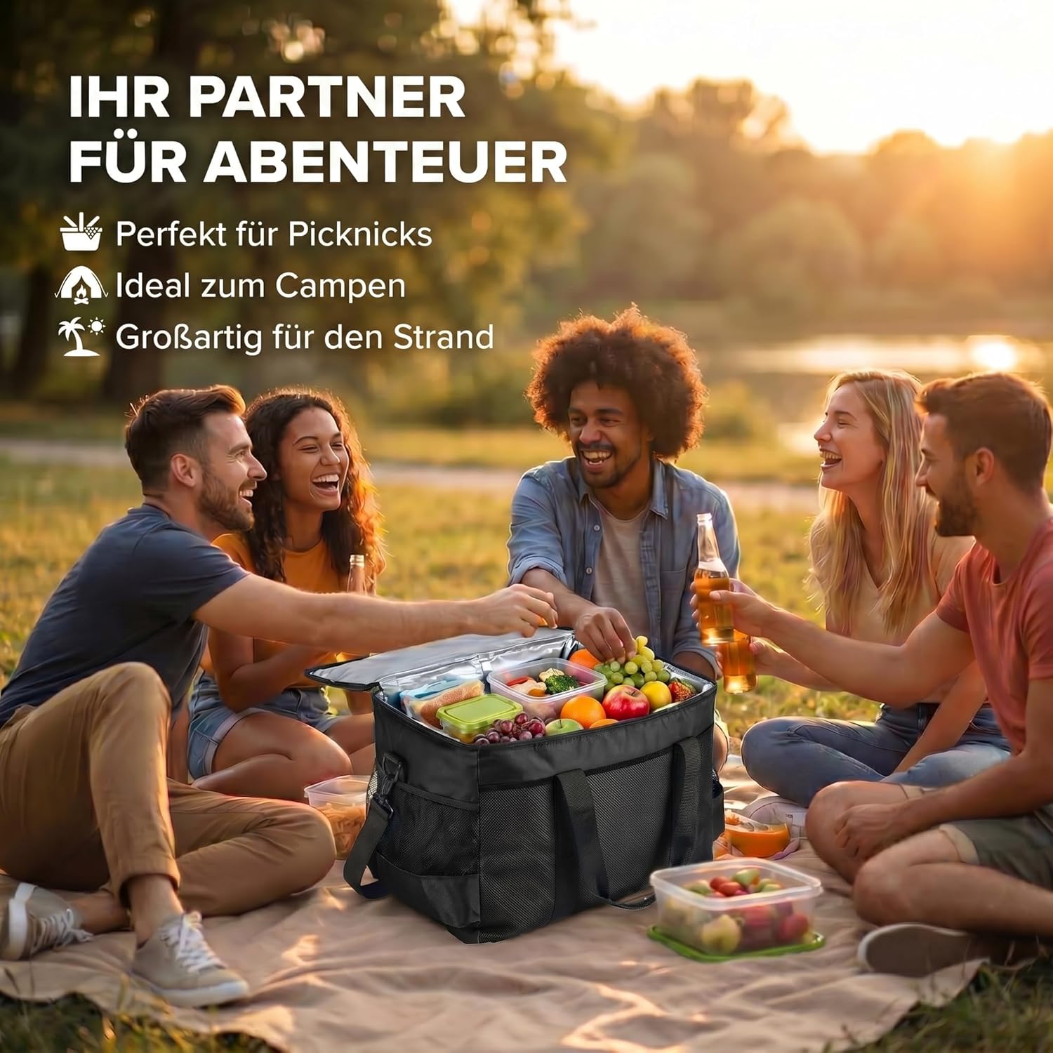 XXL Kühltasche 45L - Isolierte Thermotasche für Picknick & Camping