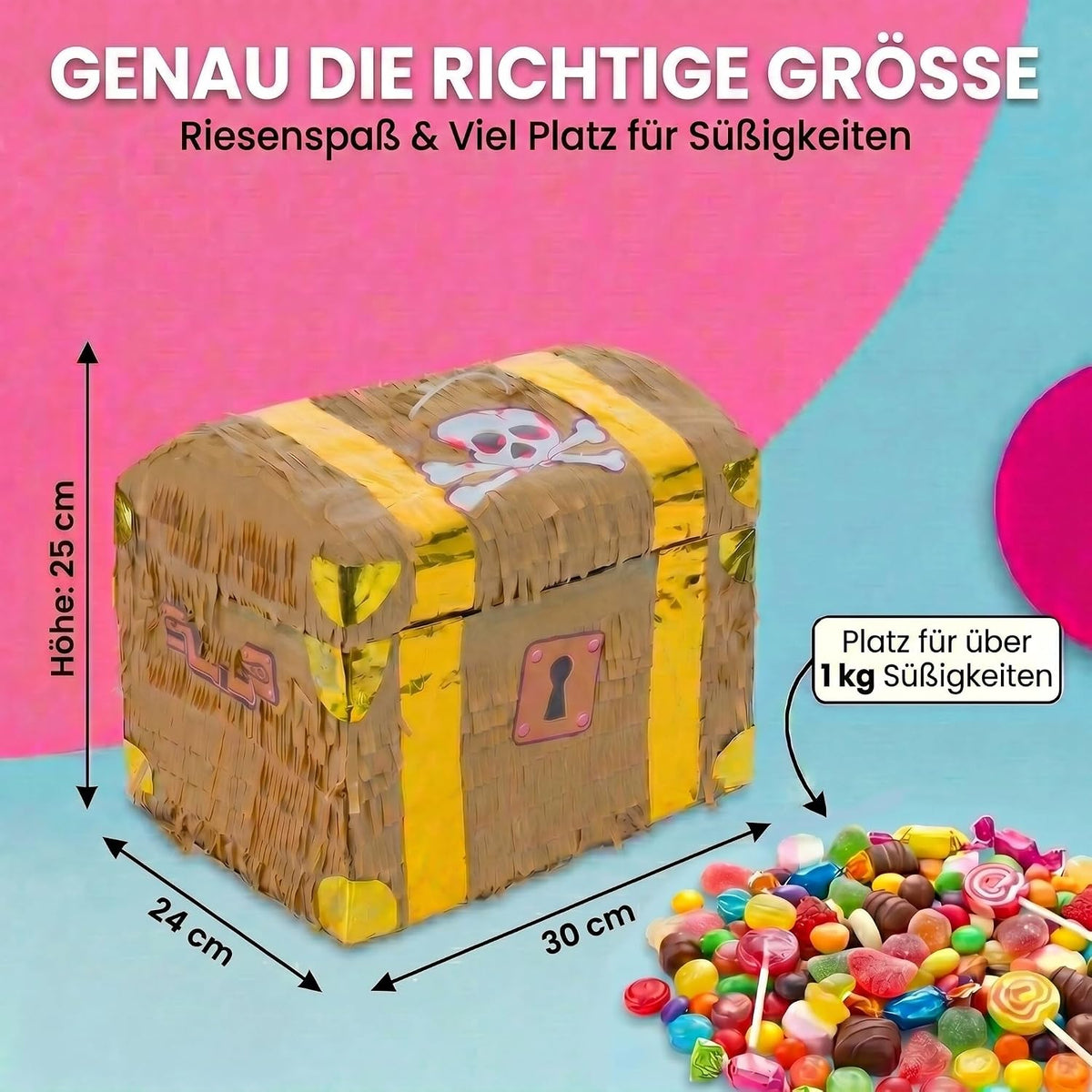 Schatzkiste Pinata - Stabile Schatztruhe Partydeko