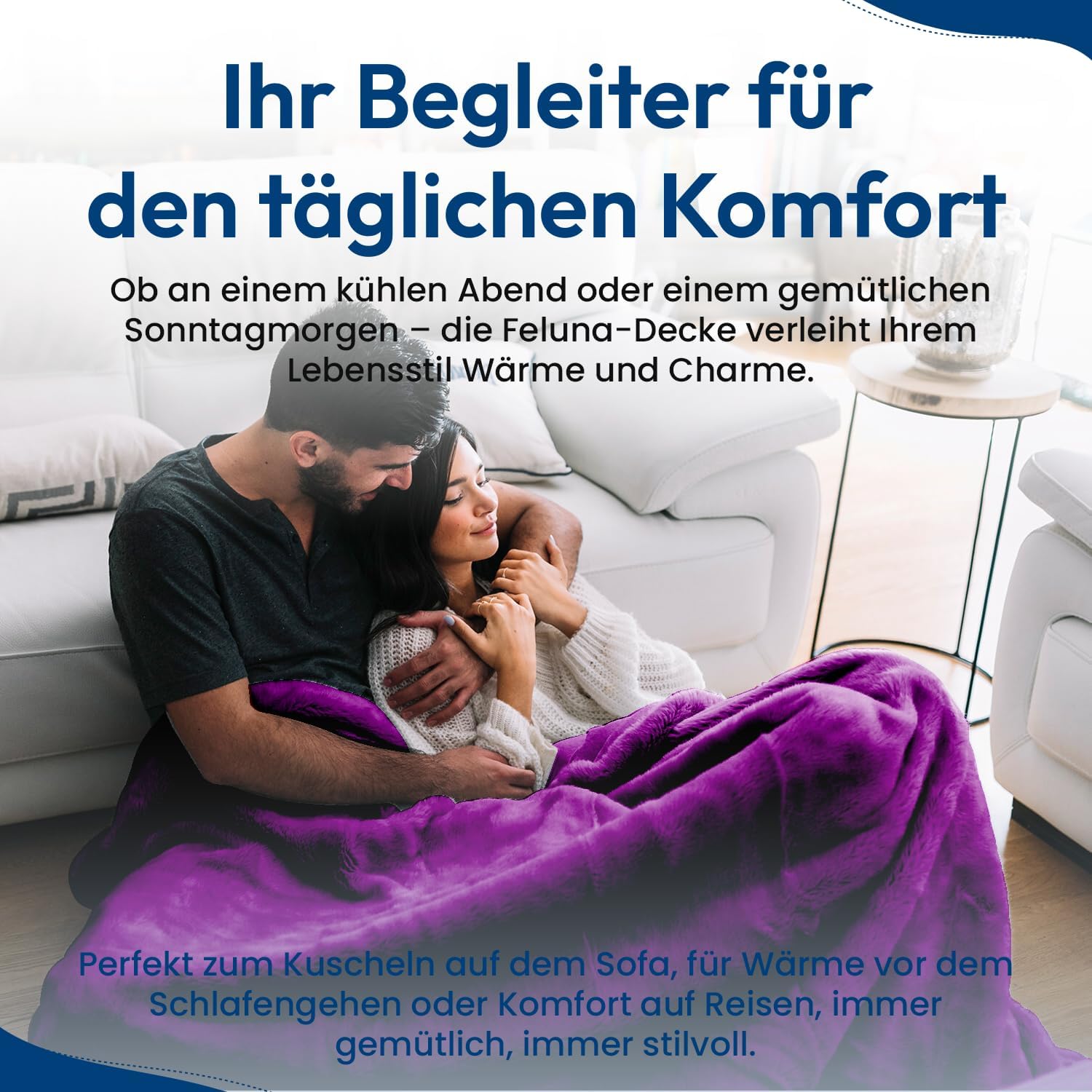 Feluna XXL Kuscheldecke 220x200 cm – Kuschelweiche Wohndecke Grau
