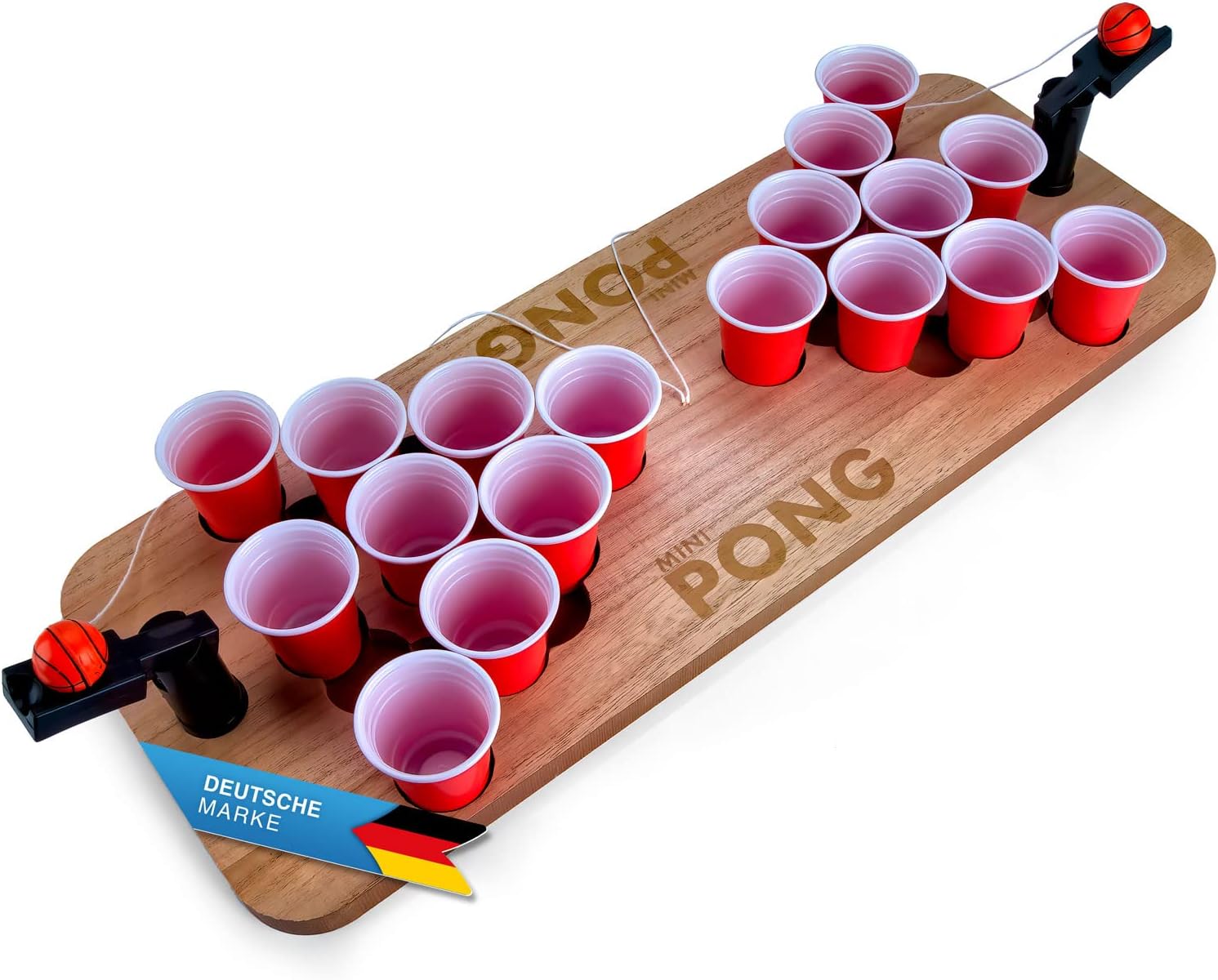 Mini Beer Pong Spieltisch Holz - Kompaktes Trinkspiel Party Set