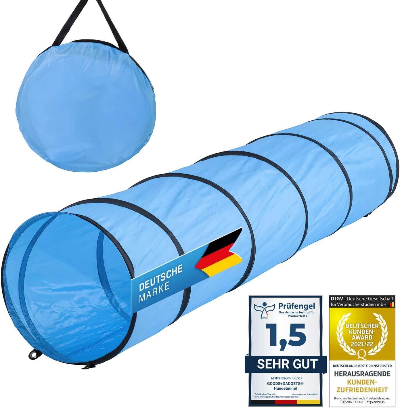 Agility Hundetunnel 200cm - Robuster & Faltbarer Spieltunnel für Hunde