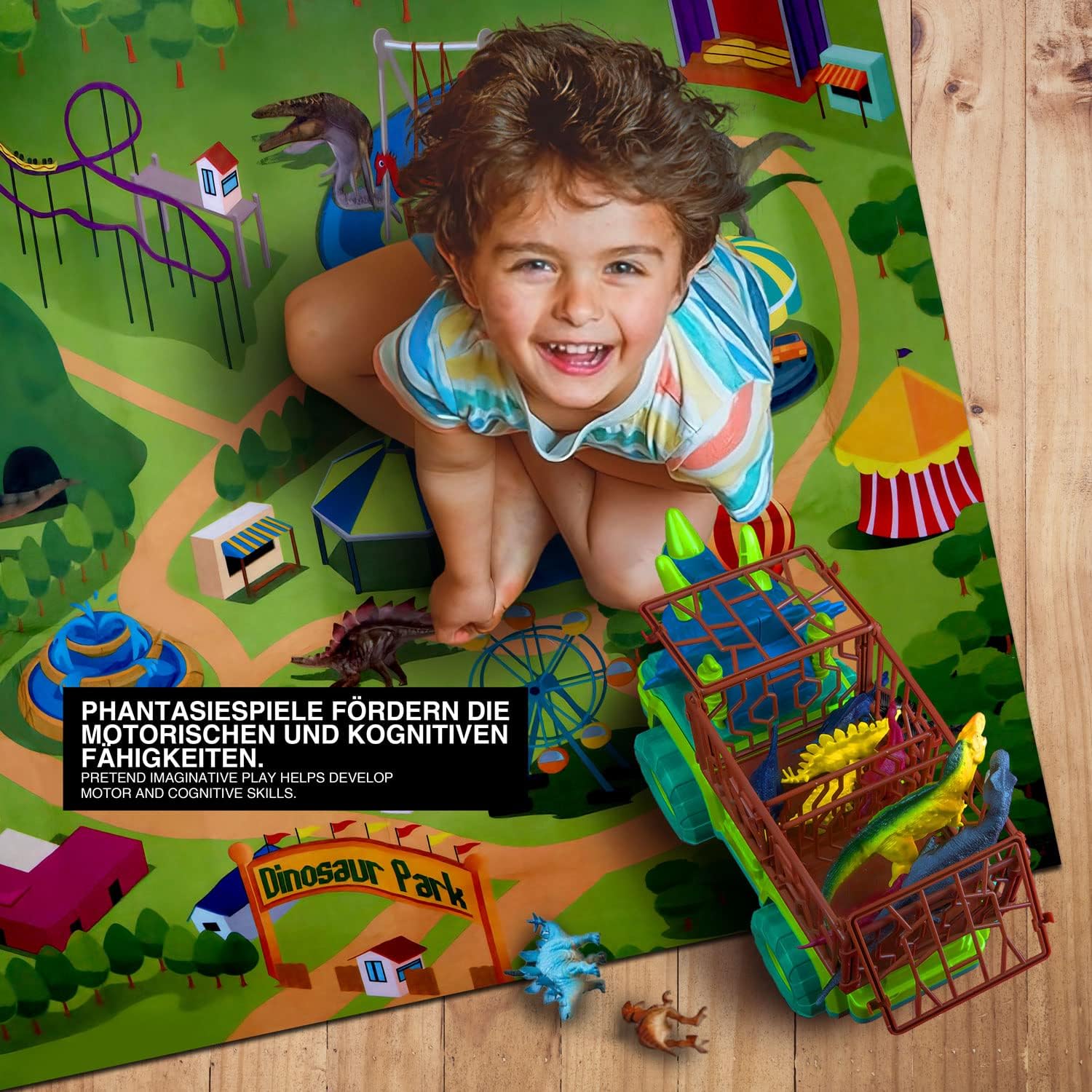 Dino Spiel-Set mit Spielmatte & Box - Robustes Kinder-Geschenk